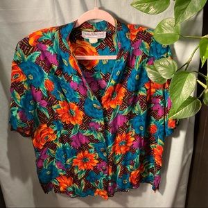 Vintage Floral Short Sleeve Top